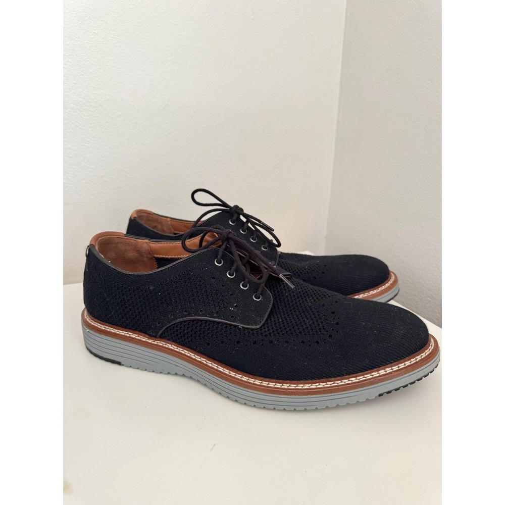 Johnston & Murphy Upton Knit Wingtip Shoes Mens 10M Black Comfort Oxford 20-5361 - Picture 3 of 7